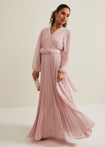 Phase Eight Petite Alecia Pleated Dress Rose Canada | GQJXSK-295